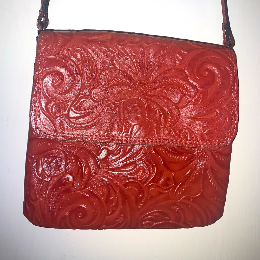 Patricia Nash cross body red leather purse